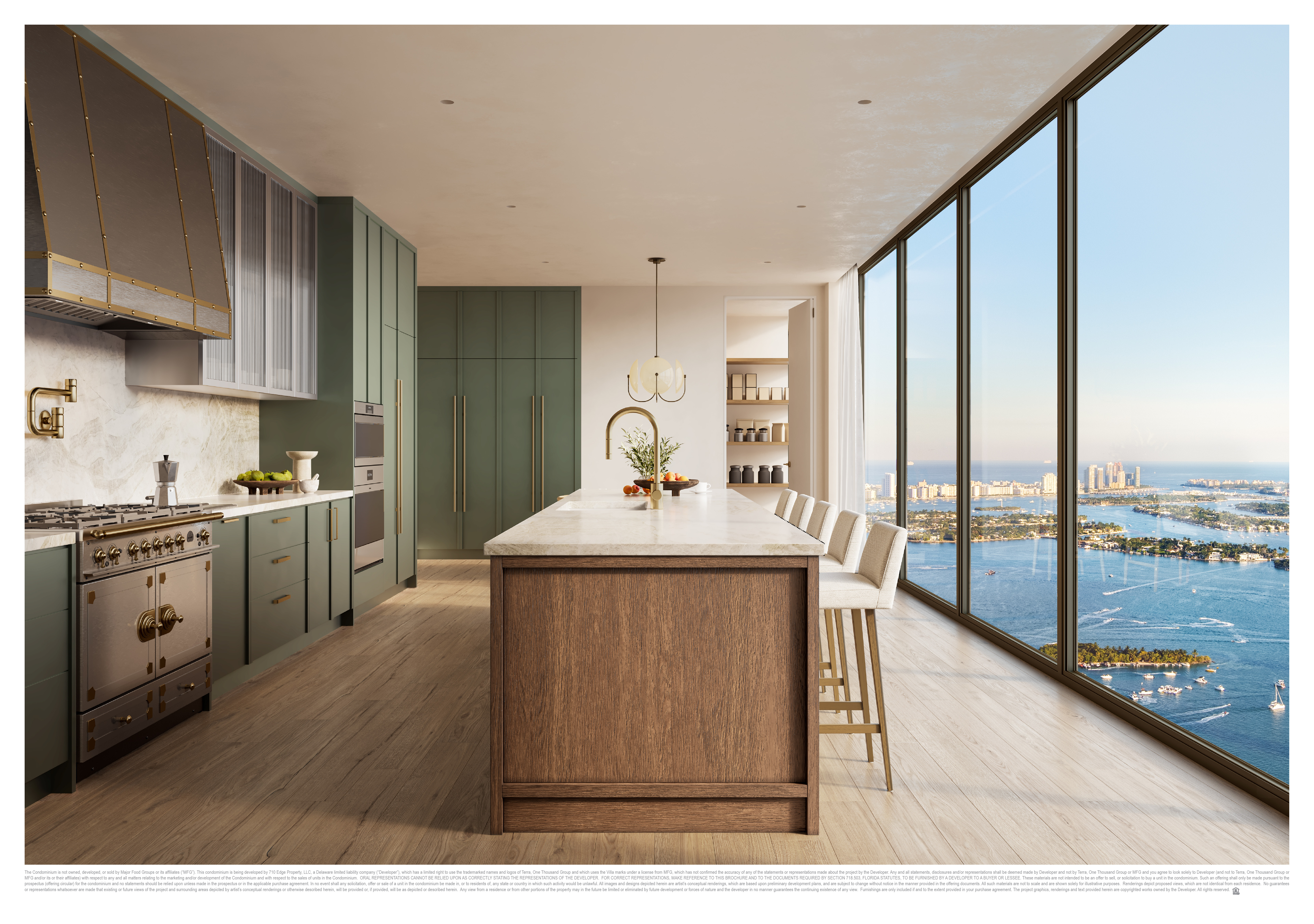 Villa Miami kitchen with Italian craftsmanship and stone countertops