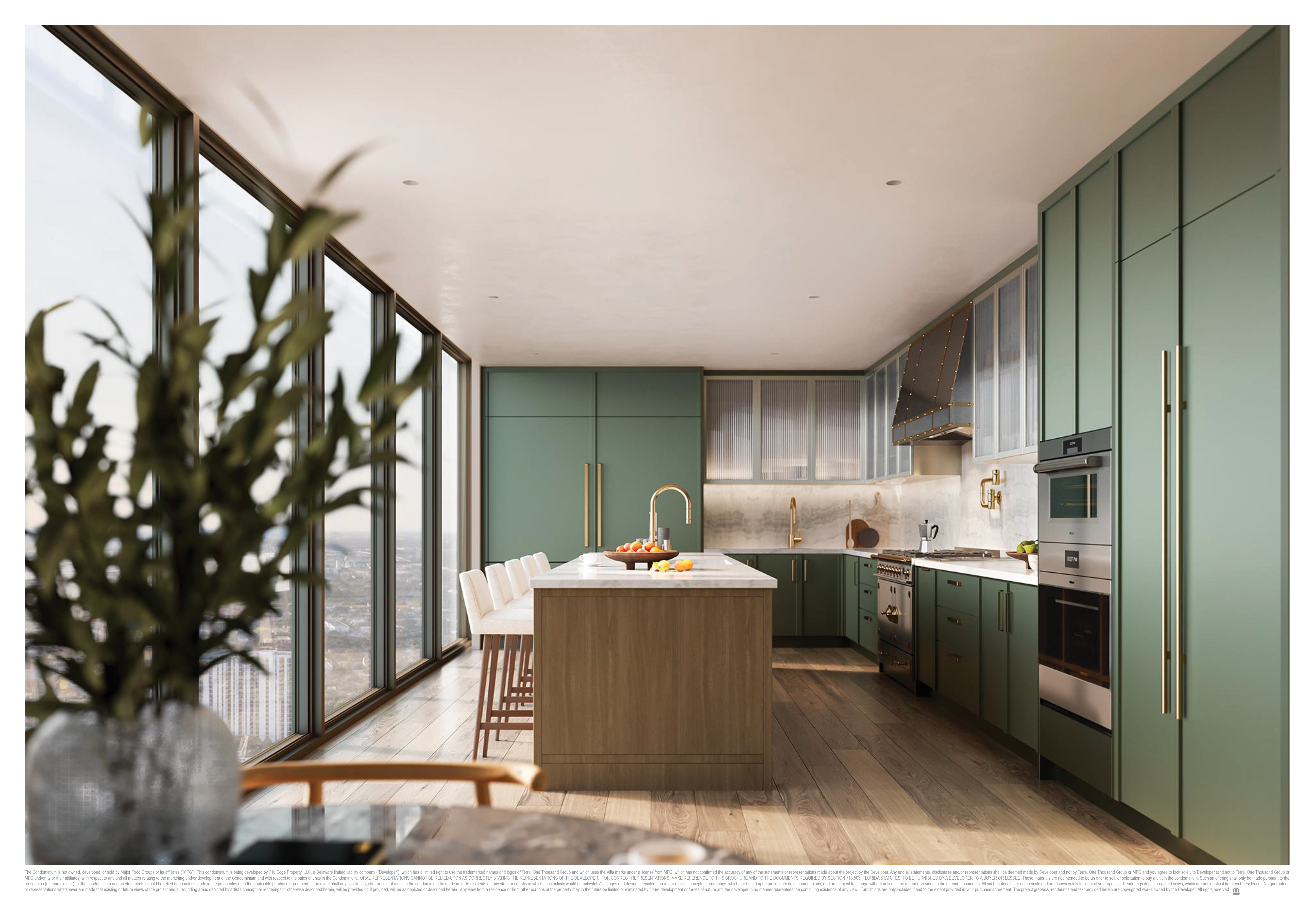 Open kitchen and dining area