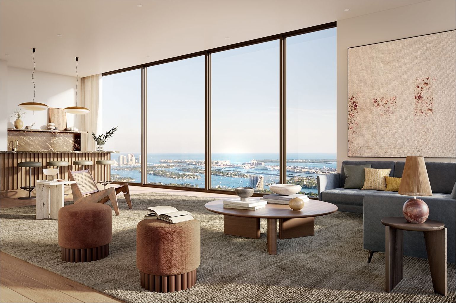 Villa Miami, family room, developer rendering