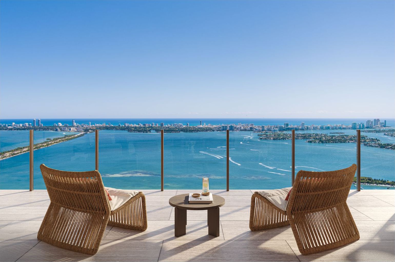 Terrace of a Villa Miami residence over Biscayne Bay, developer rendering